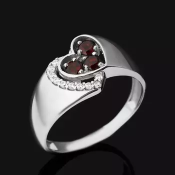 Кольцо гранат альмандин (серебро 925 пр. родир. бел.) огранка размер 18,5