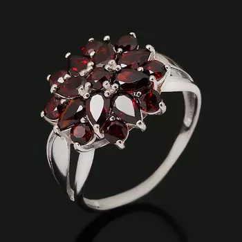 Кольцо гранат альмандин (серебро 925 пр. родир. бел.) огранка размер 19