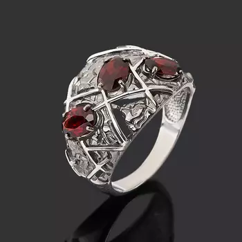 Кольцо гранат альмандин (серебро 925 пр. родир. бел., родир. черн.) огранка размер 18