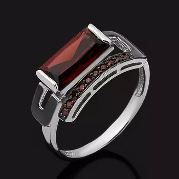 Кольцо гранат альмандин (серебро 925 пр. родир. бел., родир. черн.) огранка размер 18