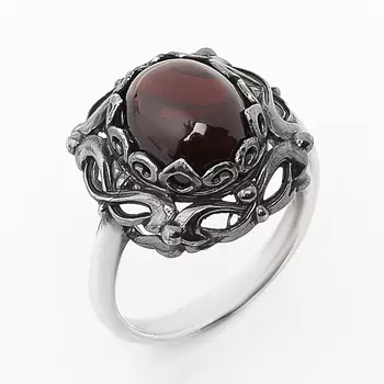 Кольцо гранат альмандин (серебро 925 пр. родир. черн.) размер 18,5