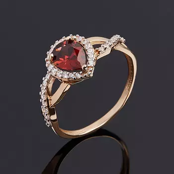 Кольцо гранат альмандин (золото 585 пр. родир. бел.) огранка размер 16,5