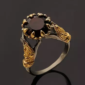 Кольцо гранат родолит (серебро 925 пр. позолота, родир. сер.) огранка размер 18,5