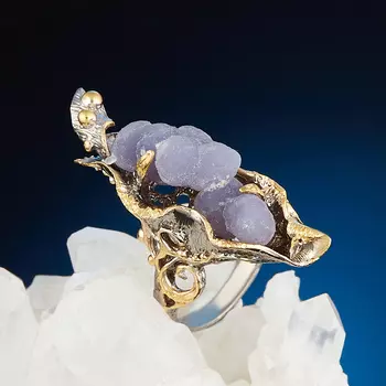 Кольцо халцедон (серебро 925 пр. позолота, родир. сер.) размер 18,5