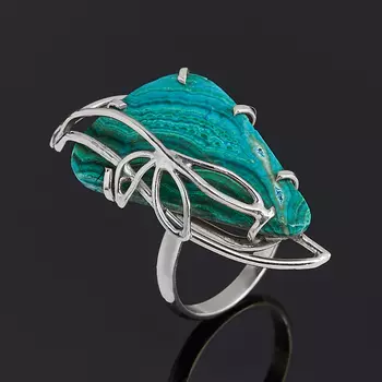 Кольцо хризоколла (дублет) (нейзильбер) размер 18