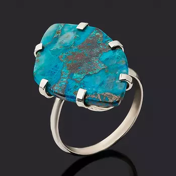 Кольцо хризоколла (дублет) (нейзильбер) размер 19