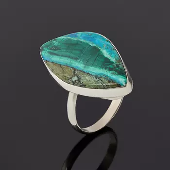 Кольцо хризоколла (дублет) (нейзильбер) размер 18