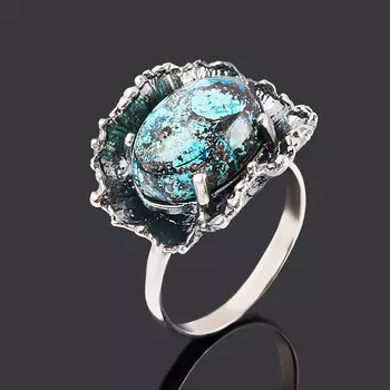 Кольцо хризоколла (серебро 925 пр. оксидир.) размер 18