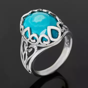 Кольцо хризоколла (серебро 925 пр. оксидир.) размер 17