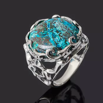 Кольцо хризоколла (серебро 925 пр. оксидир.) размер 18,5
