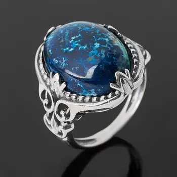 Кольцо хризоколла (серебро 925 пр. оксидир.) размер 17