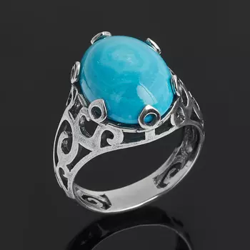 Кольцо хризоколла (серебро 925 пр. оксидир.) размер 18