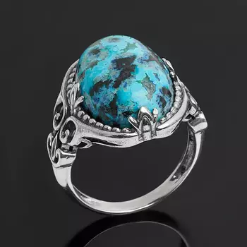 Кольцо хризоколла (серебро 925 пр. оксидир.) размер 18,5