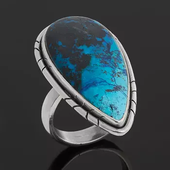 Кольцо хризоколла (серебро 925 пр. оксидир.) (регулируемый) размер 17,5