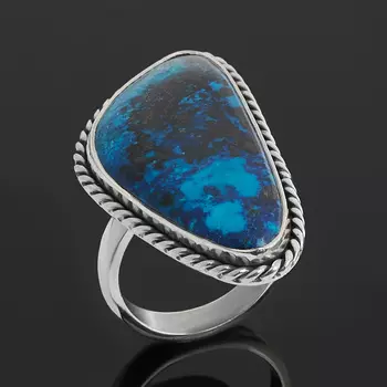 Кольцо хризоколла (серебро 925 пр. оксидир.) (регулируемый) размер 17,5