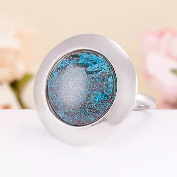 Кольцо хризоколла (серебро 925 пр.) размер 19,5