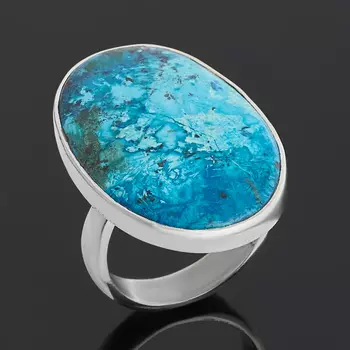 Кольцо хризоколла (серебро 925 пр.) (регулируемый) размер 17,5