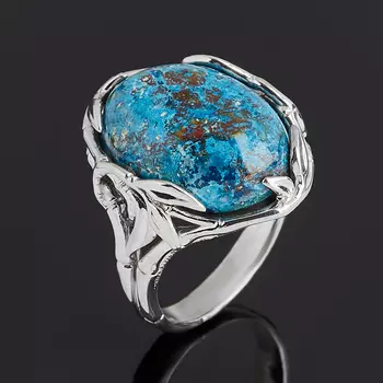 Кольцо хризоколла (серебро 925 пр. родир. бел.) размер 18