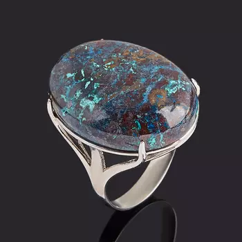 Кольцо хризоколла (серебро 925 пр. родир. бел.) размер 18,5