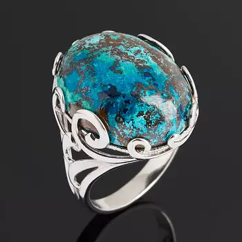 Кольцо хризоколла (серебро 925 пр. родир. бел.) размер 18,5