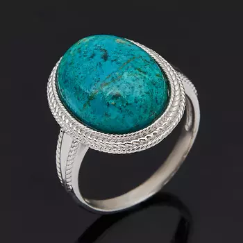 Кольцо хризоколла (серебро 925 пр. родир. бел.) размер 18