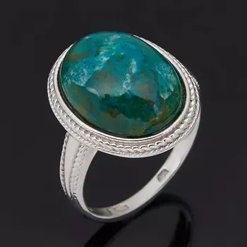 Кольцо хризоколла (серебро 925 пр. родир. бел.) размер 17,5