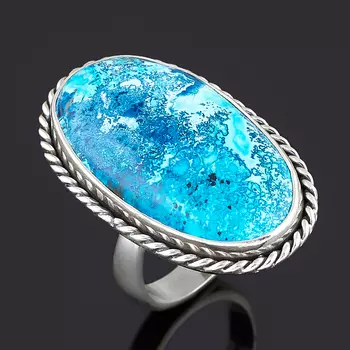 Кольцо хризоколла (серебро 925 пр. родир. бел.) (регулируемый) размер 18