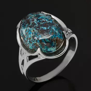 Кольцо хризоколла (серебро 925 пр. родир. бел.) размер 17