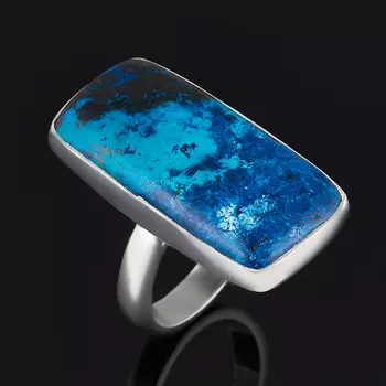 Кольцо хризоколла (серебро 925 пр. родир. бел.) (регулируемый) размер 18