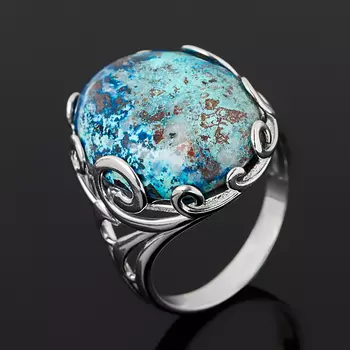 Кольцо хризоколла (серебро 925 пр. родир. бел.) размер 18