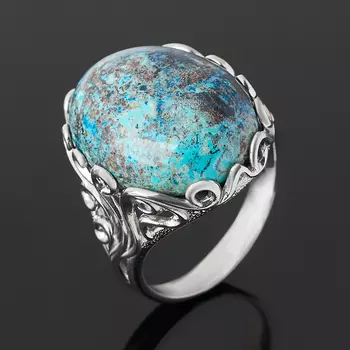 Кольцо хризоколла (серебро 925 пр. родир. бел.) размер 18