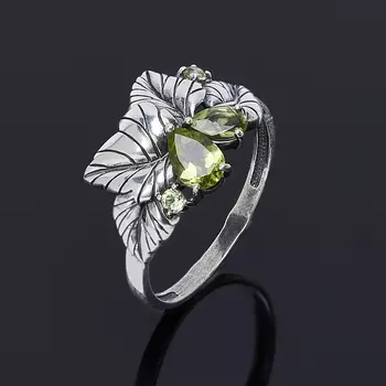 Кольцо хризолит огранка (серебро 925 пр.) размер 17,5