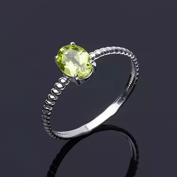 Кольцо хризолит огранка (серебро 925 пр. родир. бел.) размер 16