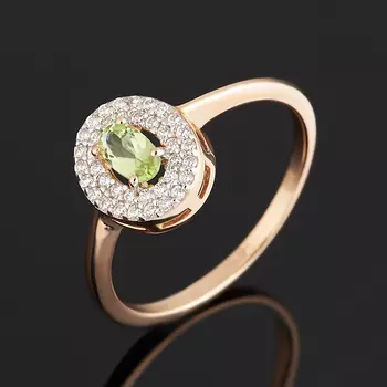 Кольцо хризолит огранка (золото 585 пр.) размер 17,5