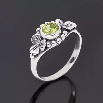 Кольцо хризолит (серебро 925 пр. оксидир.) огранка размер 16,5