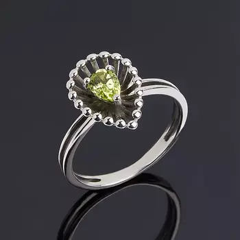 Кольцо хризолит (серебро 925 пр. оксидир.) огранка размер 16,5