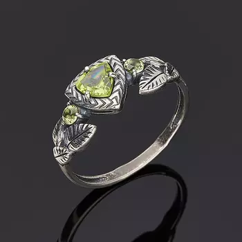 Кольцо хризолит (серебро 925 пр. оксидир.) огранка размер 17,5