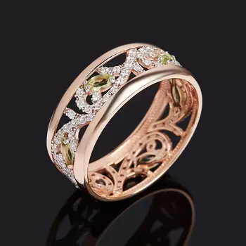 Кольцо хризолит (серебро 925 пр. позолота) огранка размер 17