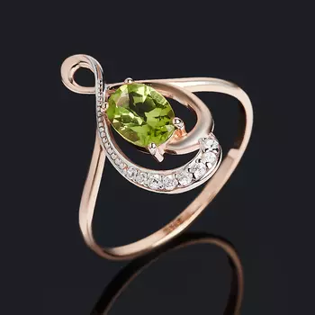 Кольцо хризолит (серебро 925 пр. позолота) огранка размер 17,5