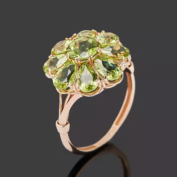 Кольцо хризолит (серебро 925 пр. позолота) огранка размер 18,5