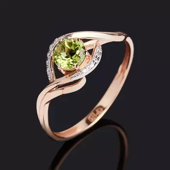 Кольцо хризолит (серебро 925 пр. позолота) огранка размер 17,5