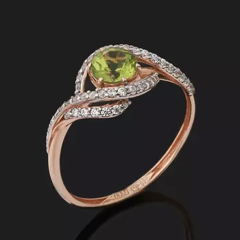 Кольцо хризолит (серебро 925 пр. позолота) огранка размер 17