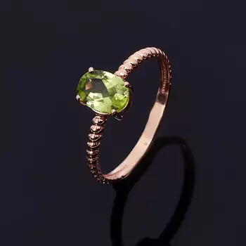 Кольцо хризолит (серебро 925 пр. позолота) огранка размер 18