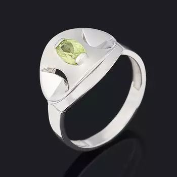 Кольцо хризолит (серебро 925 пр. родир. бел.) огранка размер 17,5