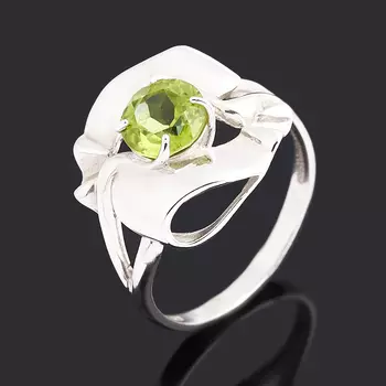 Кольцо хризолит (серебро 925 пр. родир. бел.) огранка размер 18,5