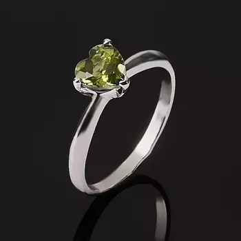 Кольцо хризолит (серебро 925 пр. родир. бел.) огранка размер 16,5