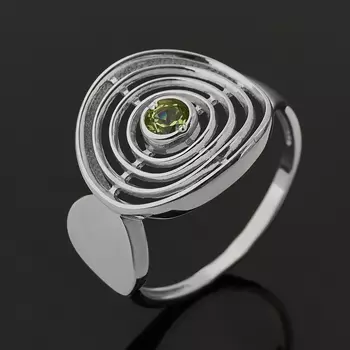 Кольцо хризолит (серебро 925 пр. родир. бел.) огранка размер 18