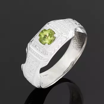 Кольцо хризолит (серебро 925 пр. родир. бел.) огранка размер 21