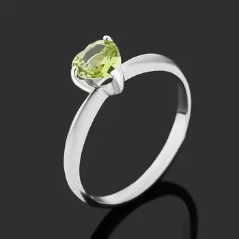 Кольцо хризолит (серебро 925 пр. родир. бел.) огранка размер 16,5