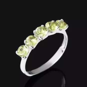 Кольцо хризолит (серебро 925 пр. родир. бел.) огранка размер 17